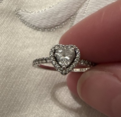 Genuine Pandora Silver Elevated Heart Love Valentine s Ring 198421C01 Sz 54