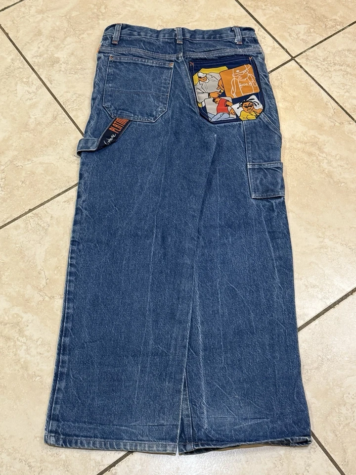 Pantalones de mezclilla holgados de hip hop estilo urbano vintage para niños con parches talla 12 Foto 4 de 4