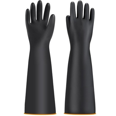 Handschuhe Säurefest Lang, Chemikalien Schutz Handschuhe Säure 55cm-Schwarz