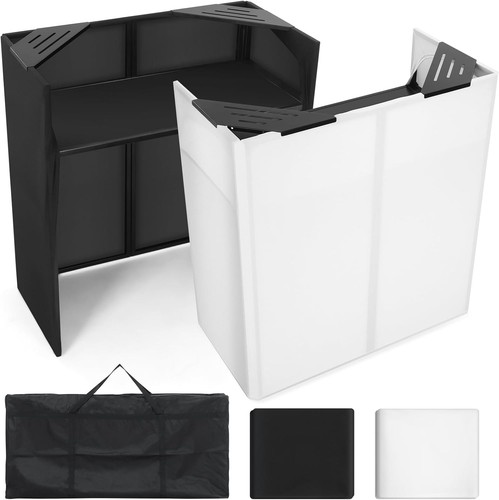 Studio DJ Mobile – Façade Pliante 4 Sections – Table Top DJ Booth – Noir & Blanc