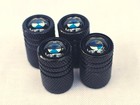 4 Black Valve Stem Caps Tri-Band High Fits BMW