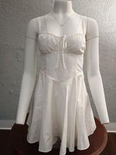 Windsor Sz Small White Corset Short Dress Side Zip Adjustable Straps Lined 