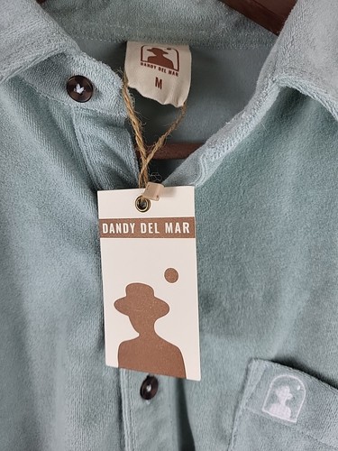 Dandy Del Mar The Tropez Shirt Gulf Blue Terry Cloth Top Size Medium - Picture 6 of 11