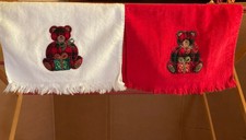 2 Bożonarodzeniowy miś Ręczne ręczniki z frędzlami dla gości Haftowany Vintage Miś