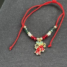 Fashion Jewelry Christmas Bracelet Red Pull String With Beads Enamel Bells Charm