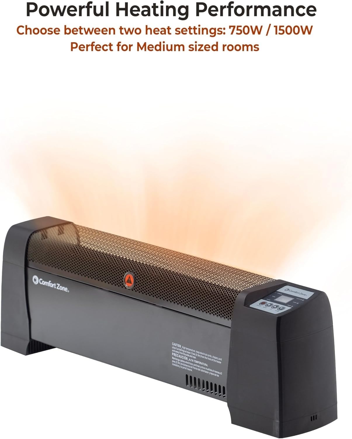 Baseboard Space Heater with Digital Thermostat, Electric, Dent-Proof End Pane...