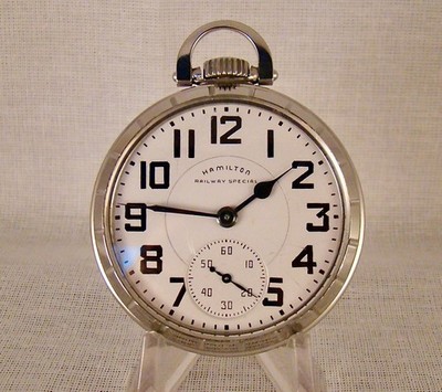 HAMILTON ''992B'' 21j STAINLESS STEEL OPEN FACE 16s RAILROAD POCKET WATCH