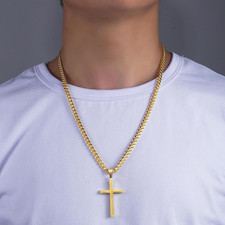 Gold Plated Chain Stainless Steel Cuban Necklace Link 5/6/mm Mens/Hypoallergenic