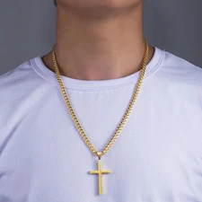 Gold Plated Chain Stainless Steel Cuban Necklace Link 5/6/mm Mens/Hypoallergenic