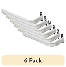  6 pack 2" Metal Wrap Adjustable Curtain Rod, 28-46", White