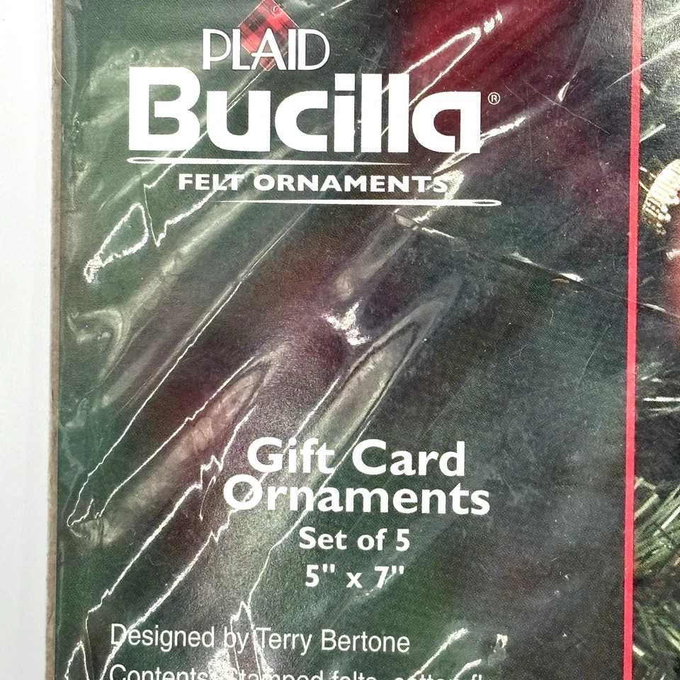 Bucilla 2007 CHRISTMAS GIFT CARD ORNAMENTS 5x7 Felt Ornament Kit 86037 Set Of 5 - Image 4 of 4