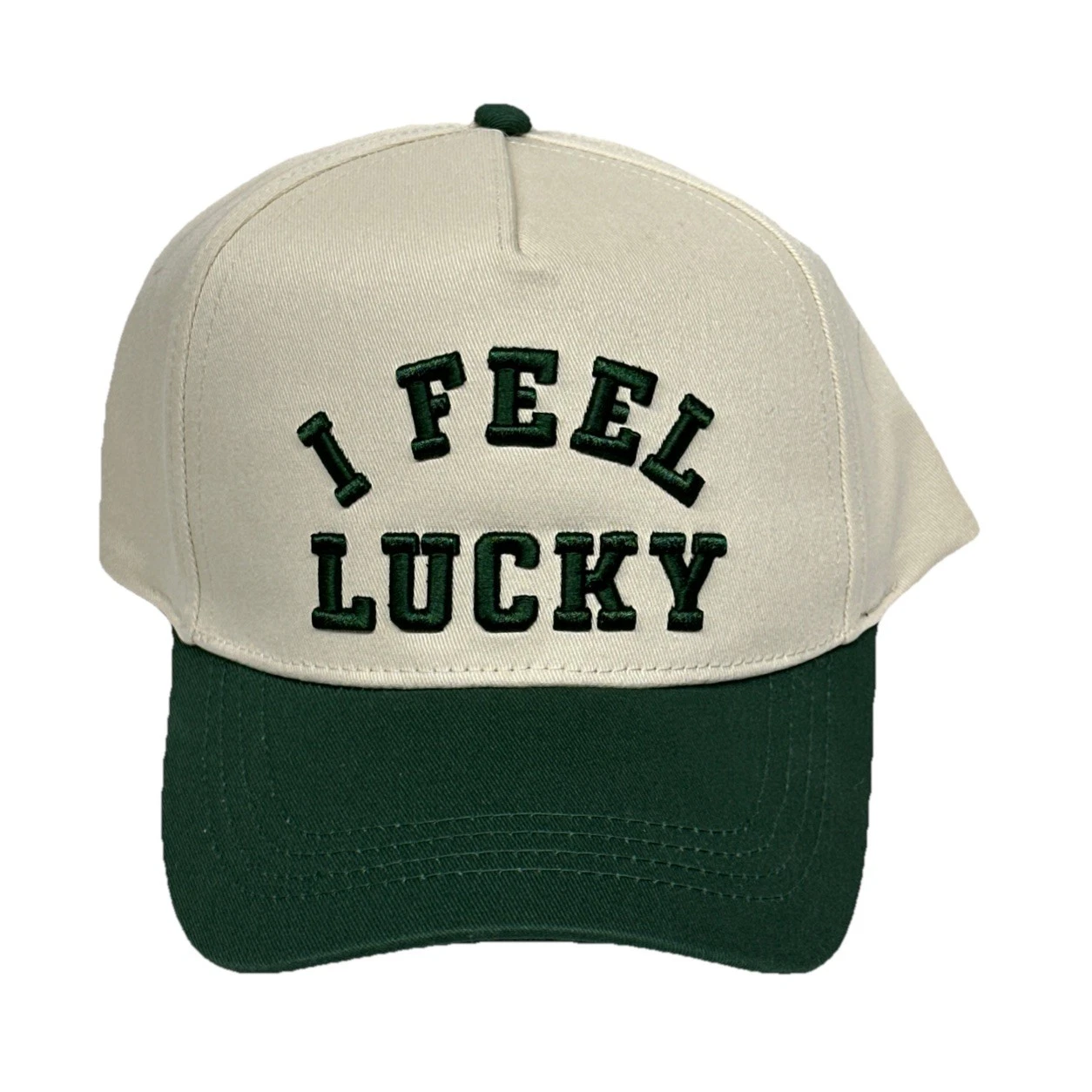 I Feel Lucky Shamrock St Patrick’s Paddys Day Snapback Hat David And Young Beige