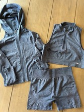 TALA Sculpt Seamless Gym Set L Grey Marl 3PC Weight Lifting Thumbhole Hoodie