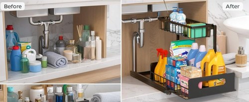 Under Sink Organizer 2 Tier, Pull Out Der Slides Under Sink Stora for - Picture 18 of 18