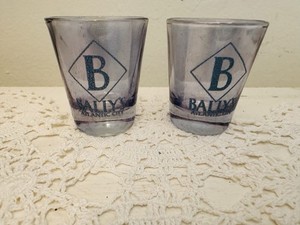 Set Of 2 Bally’s Casino Atlantic City Shaded Gray Shot Glasses New Jersey
