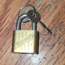 Walsco Brass Padlock w/ key Made in USA Collectible Brass Padlock Vintage