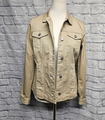 NWT CROFT & BARROW GOBI BEIGE CLASSIC STRETCH JACKET BUTTON FRONT POCKETS BASIC