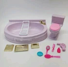 Vintage 1996 Barbie Bathroom Furniture Lot Bathtub, Toilet & Accessories