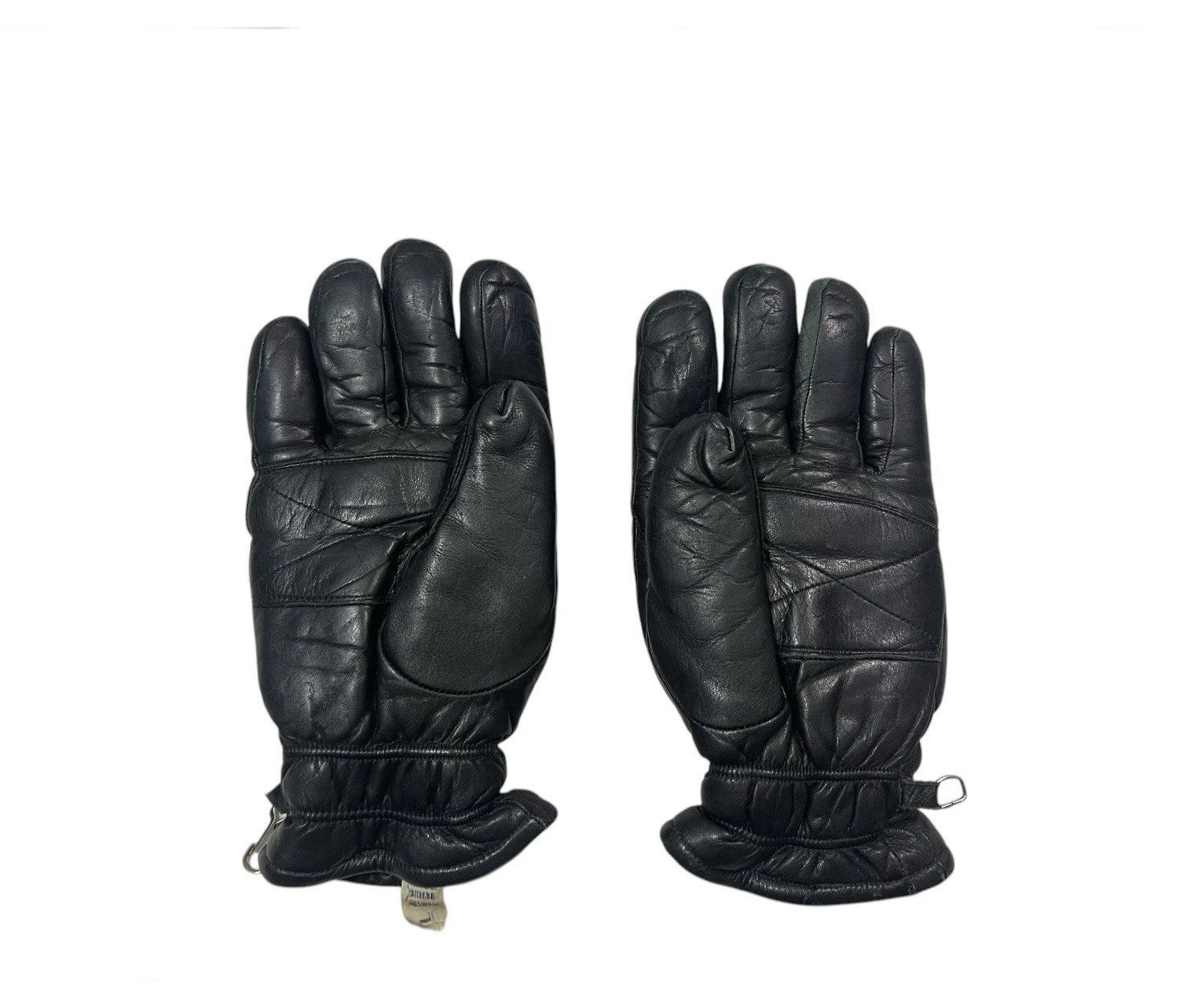 Men’s Size Large Solid Black Lined Thick Leather Winter Gloves