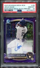 2025 Jesus Made Auto PSA 10 Bowman Mega Box Purple /199 #BMA-JM Brewers