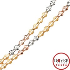 Estate 14K Three Tone Gold Fancy Link Chain Necklace 8.5 Gr NR