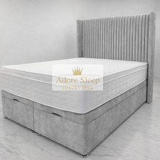 Vertical Line Panel Winged Including Solid Ottoman Storage Bed Divan Frame 