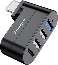 4-Port USB 3.0 Hub 90 /180 Degree Rotatable , -Splitter with 3 USB-A Ports ...