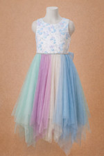 Bonnie Jean Girls Dress Size 12 Pastel Tulle Floral Party Easter Wedding