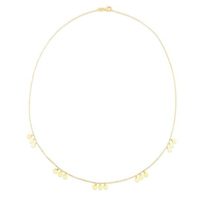 Dreifach stationierte Hänger kleine Scheibe Halskette echtes 14K Gelbgold 18''
