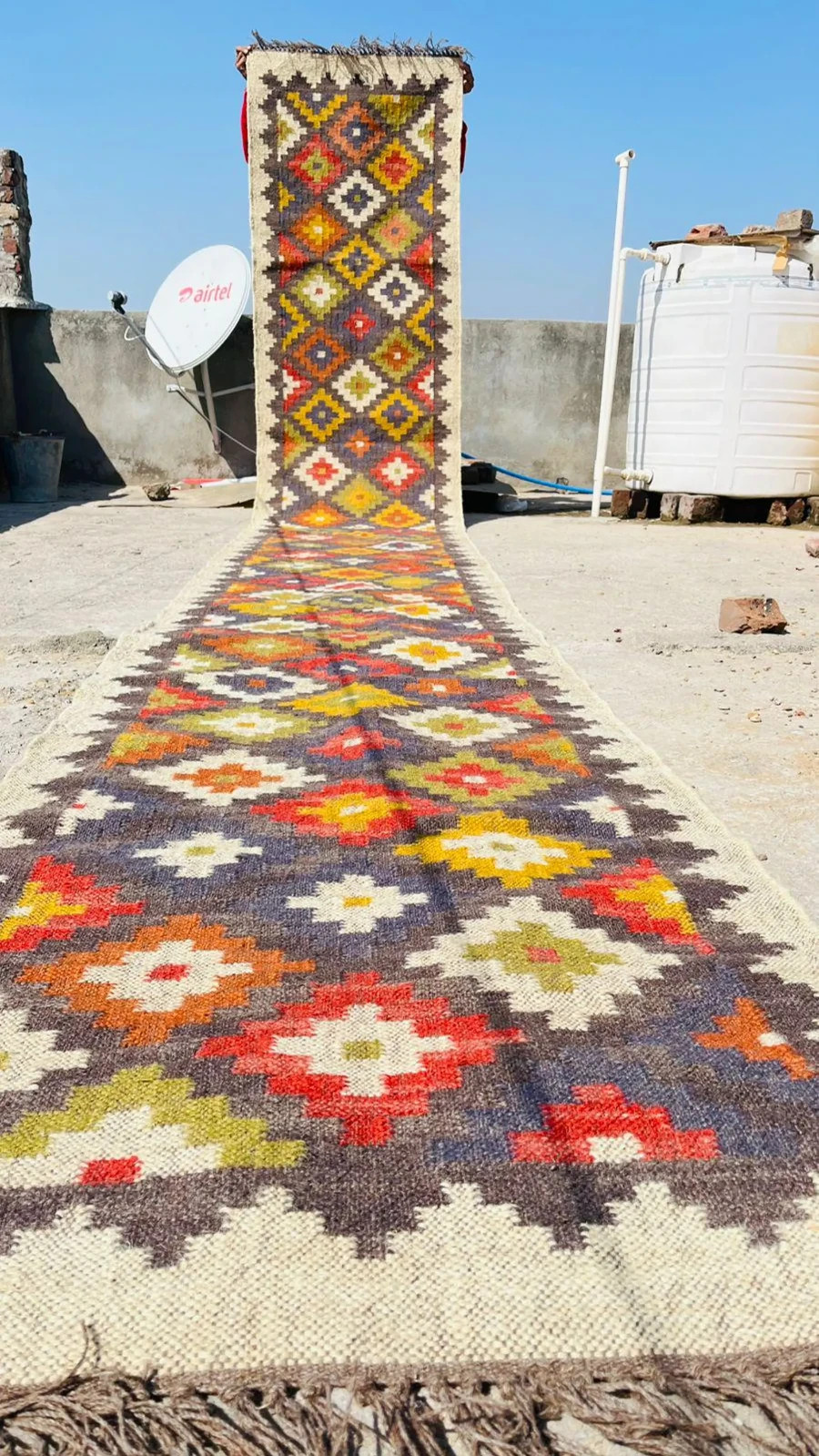 Hand Knotted Runner Dhurrie Kilim Wool & Jute Rug Color Multicolor Carpet Rug