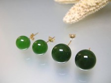Top quality Chinese Jade 9,10 mm round ball stud 14k Gold long post earring/ nut