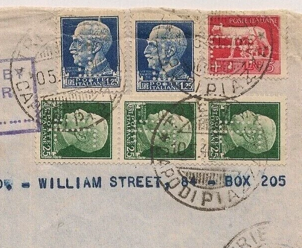 Italy 1940 Perfin WWII Censor Cover to Australia - Image 3 of 4
