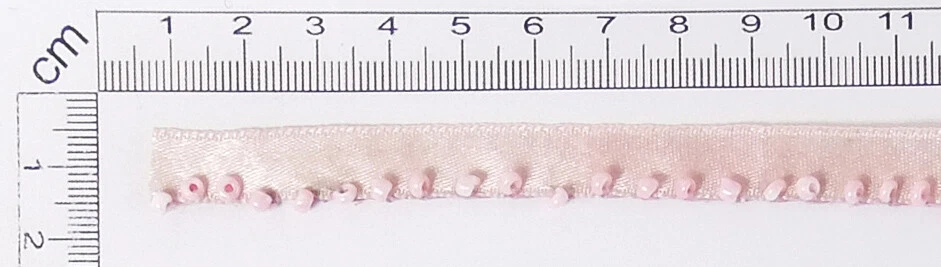 Lámpara de baile de costura cinta satinada borde cuentas semillas rosa bebé flecos con cuentas Foto 3 de 3