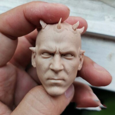 1/6 Darth Maul Unpainted Blank Head Sculpt Models for 12''Figures Bodies Toys SW