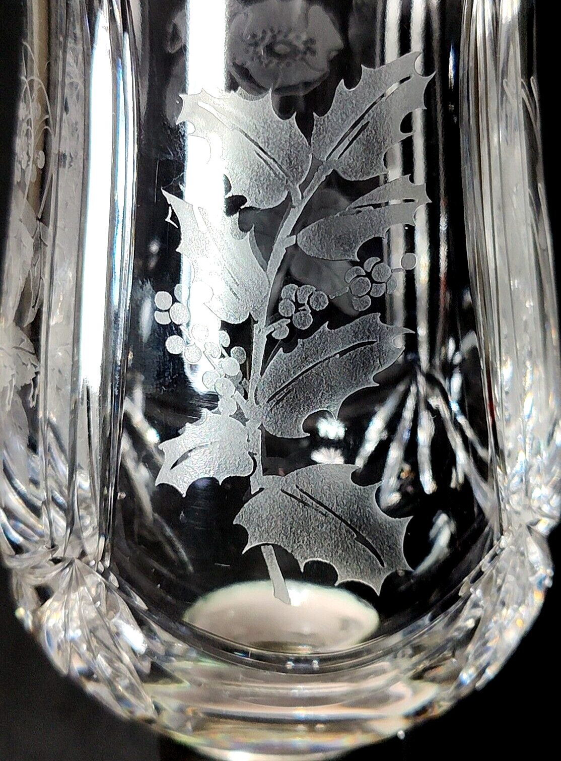 STUART CRYSTAL FOUR SEASON HURRICANE LAMP, Cut Lead Crystal & Silverplate, 14"