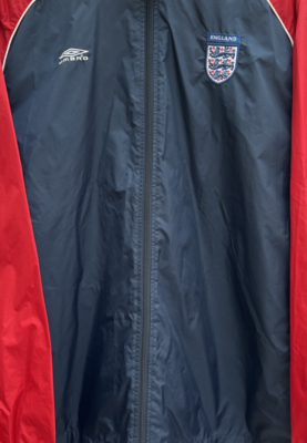 Vintage England Football Rain Jacket Umbro Blue Red Full Zip Retro
