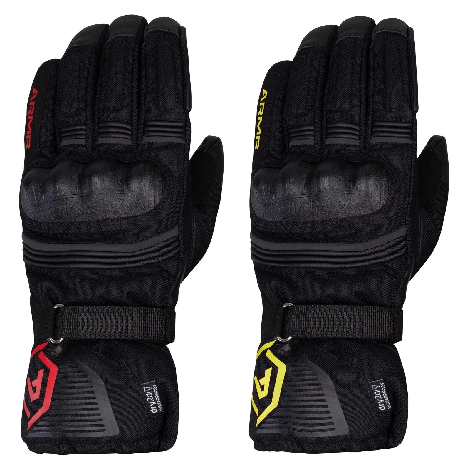 ARMR Moto Kumaji 3.0 Waterproof Long Mens Motorcycle Gloves Thermal Red Yellow