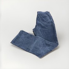 Vintage 70s Chic Corduroy Blue Flat Front Mom Pants Sz 12 28x31 Made In uSA