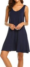 NWT Luckymore Blue Criss Cross Back Sleeveless Tank Swing Dress Size XXL