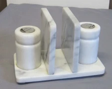 Vintage HIMARK Kitchen Gourmet   MARBLE Napkin Holder w/ Salt & Pepper Shakers