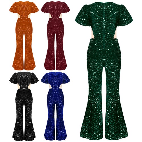 Kid Girls Costume See-through Mesh Design Jumpsuit Easy Put On Rompers Shinny - Picture 6 of 78