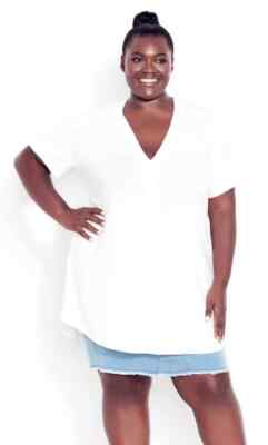 Evans - White Kaylie High Low Longline Top - Size 14 - BNWT - RRP £24.00