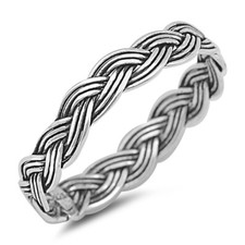 Oxidized Braided Rope Wedding Ring .925 Sterling Silver Weave Band NEW