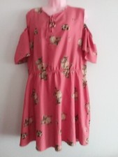 PEACOCKS - WOMENS SALMON PINK COLD CUT SHOULDER DRESS - SIZE 22