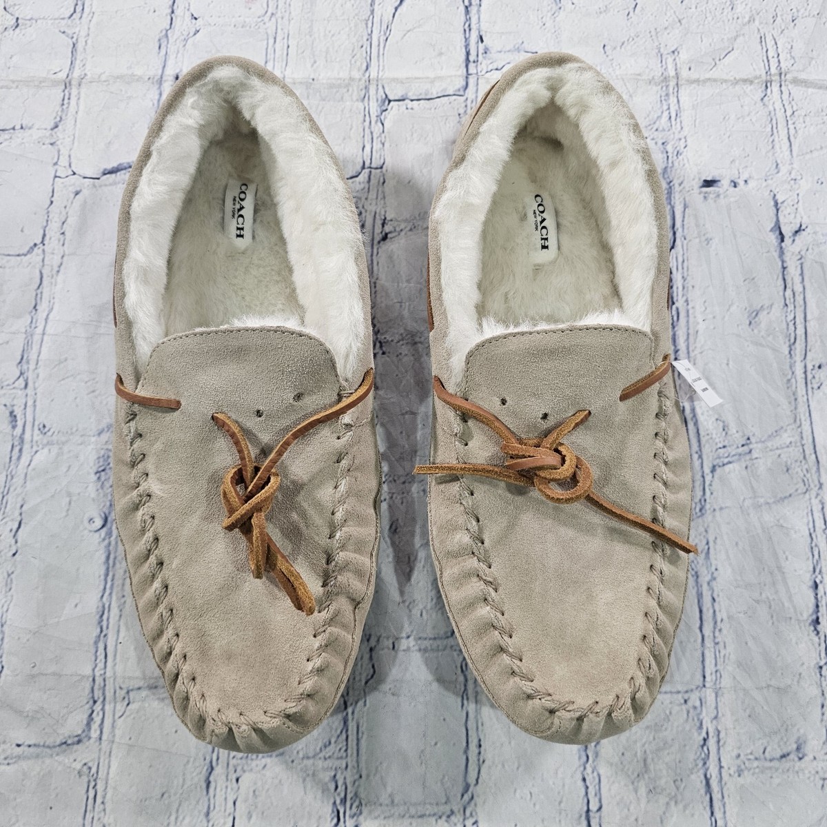 COACH Shoes MENS SIZE 11 Slipper CC743 Sand Suede Fleece  display picture 1