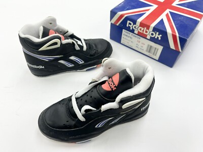 1990's Vintage Baby Reebok Three Pointer The Pump Black Sz 10C TD