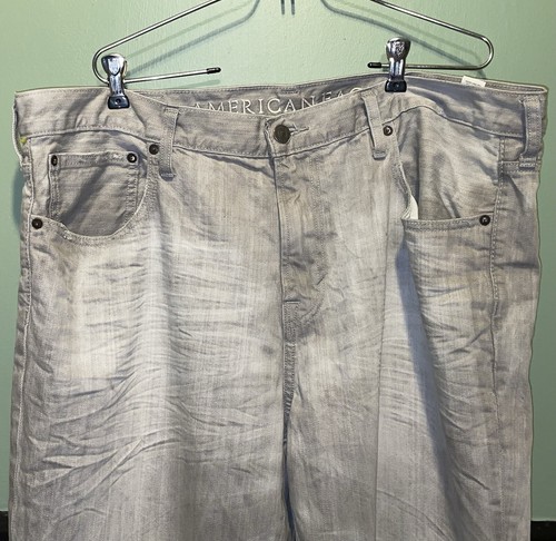 American Eagle Jeans Bootcut Men’s 40x32 Gray Denim Distressed Jeans - Picture 2 of 24
