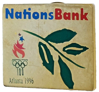 Olympics Atlanta 1996 ''Nations Bank'' Sponsor (Gold Toned) 1'' Lapel Pin