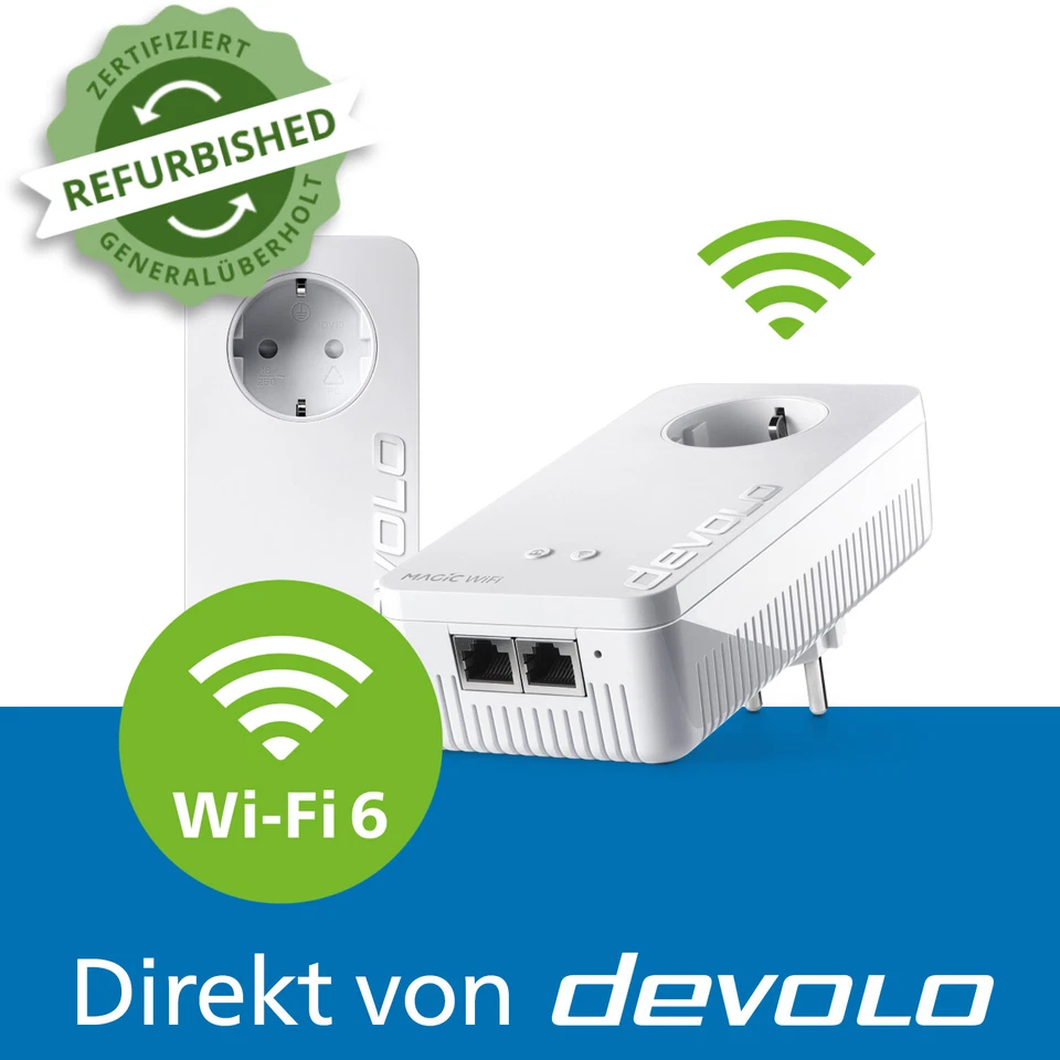 devolo Magic 2 WiFi 6 Powerline 2400 Mbps Mesh WLAN Verstärker 2x Adapter
