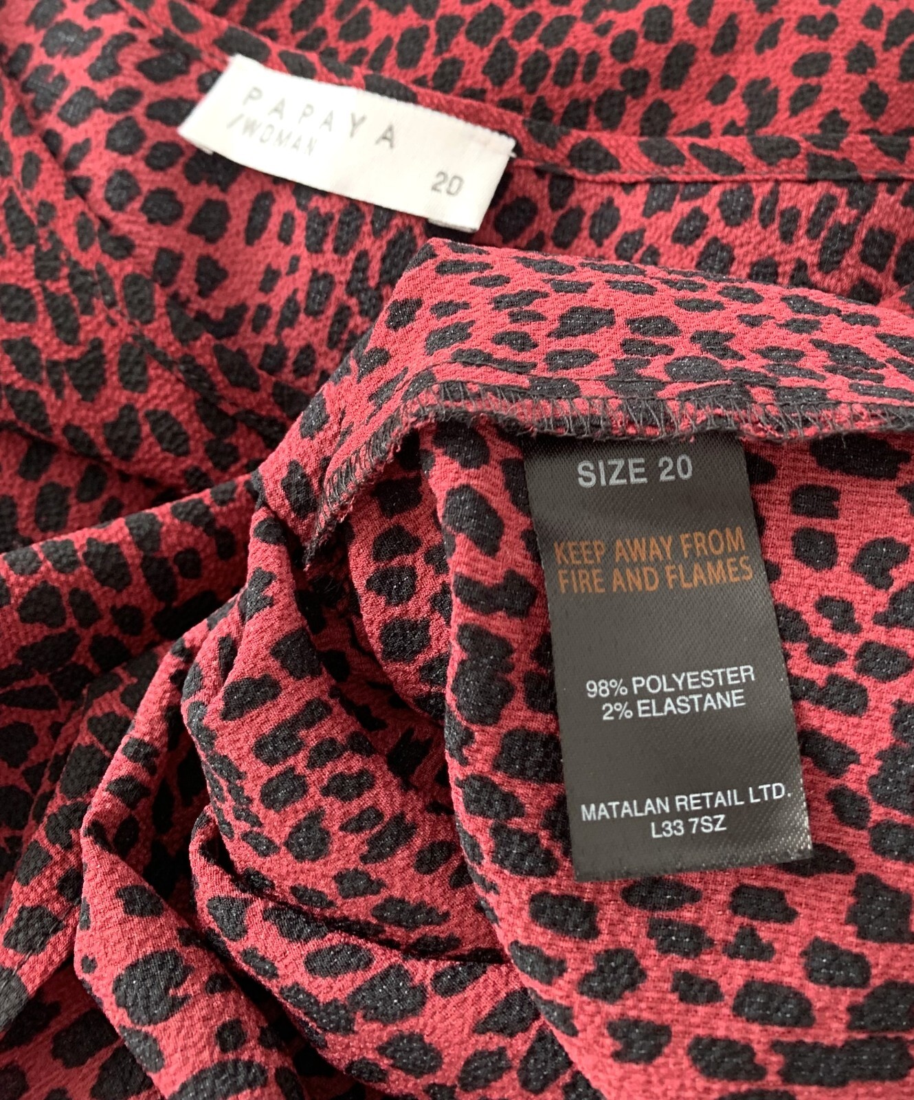 PAPAYA LADIES BURGUNDY PRINT TOP SIZE 20 eBay